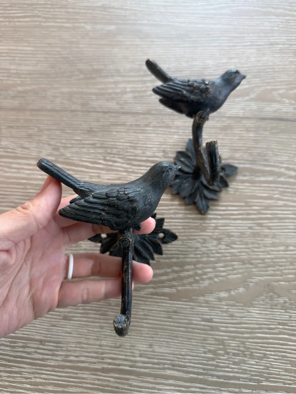 Decorative Metal Black Bird Wall Hooks